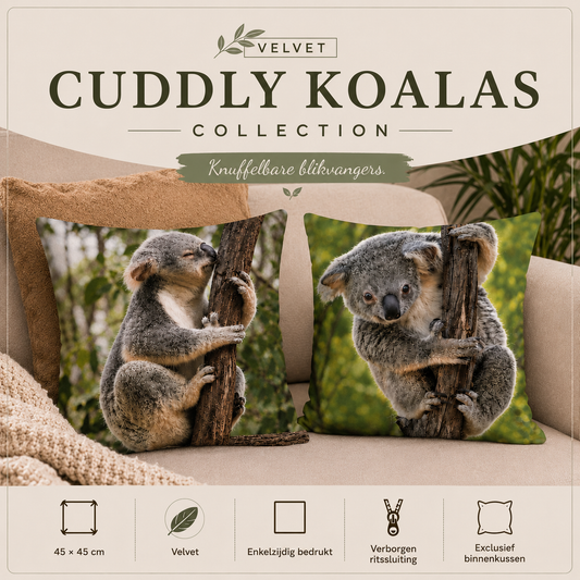 Velvet Cuddly Koalas Collection | Kussenhoezenwinkel