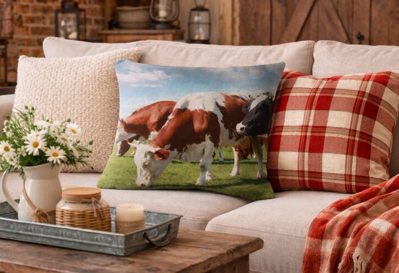 Dieren kussenhoes koe 45x45 cm | Kussenhoezenwinkel