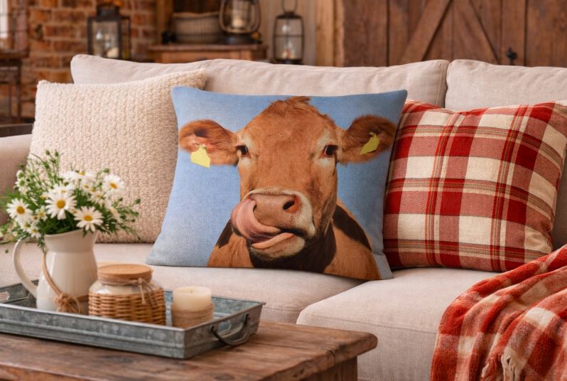 Dieren kussenhoes koe 45x45 cm | Kussenhoezenwinkel