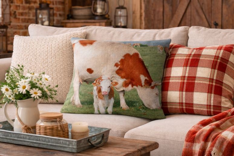 Dieren kussenhoes koe 45x45 cm | Kussenhoezenwinkel