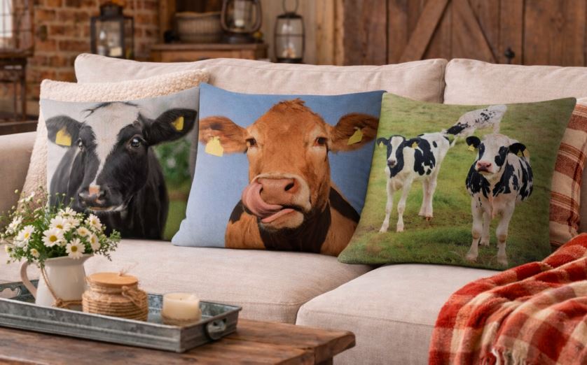 Dieren kussenhoes koe 45x45 cm | Kussenhoezenwinkel