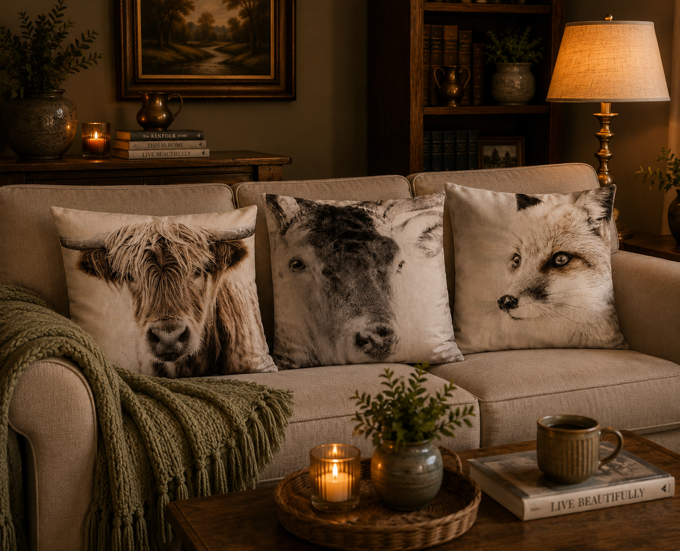 Kussenhoes Landelijke Dierenprint Velvet - 45x45 cm | Kussenhoezenwinkel