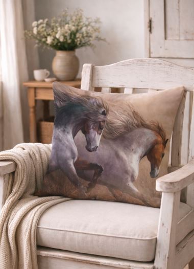 Kussenhoes met paardenafbeelding 45x45 cm | Kussenhoezenwinkel