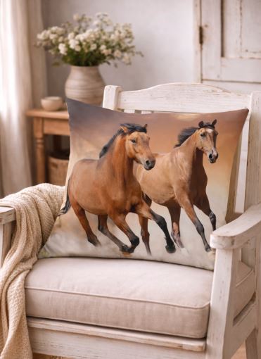 Kussenhoes met paardenafbeelding 45x45 cm | Kussenhoezenwinkel