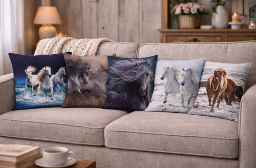 Kussenhoes met paardenafbeelding 45x45 cm | Kussenhoezenwinkel