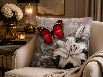 Kussenhoes Rode Vlinder 45x45 cm | Kussenhoezenwinkel
