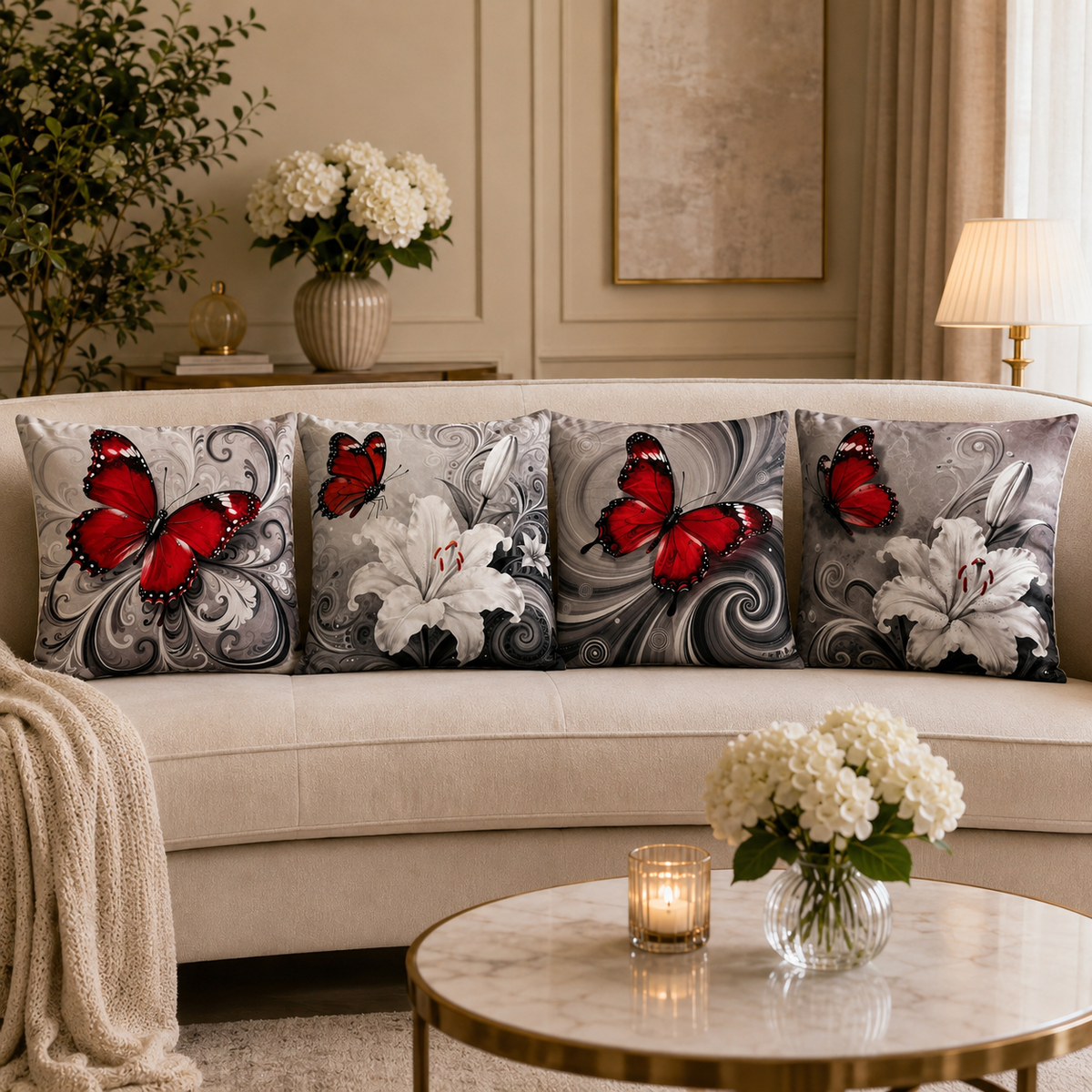 Crimson Butterfly Collection - 45x45 cm