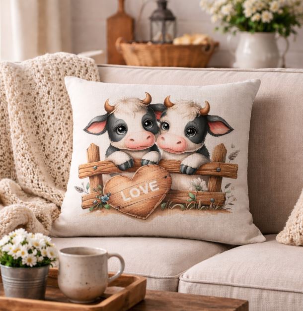 Dieren kussenhoes schattige koetjes 45x45 cm | Kussenhoezenwinkel