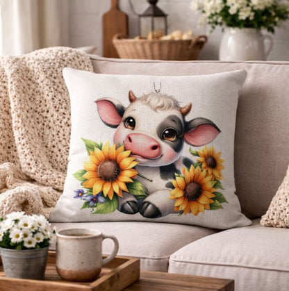 Dieren kussenhoes schattige koetjes 45x45 cm | Kussenhoezenwinkel