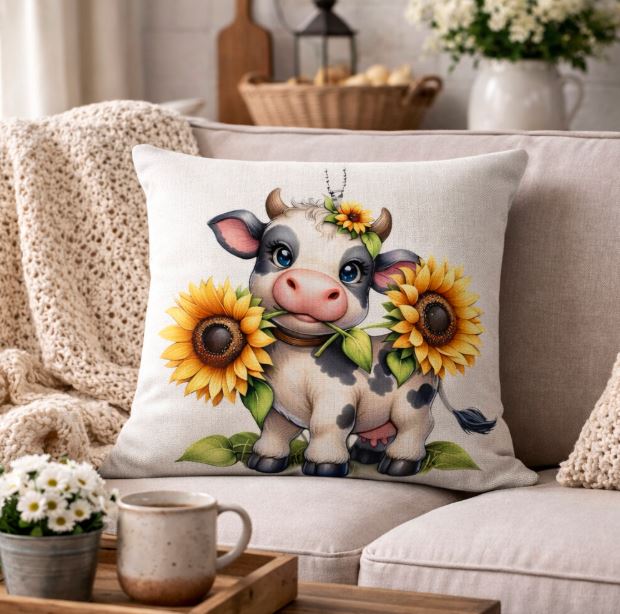 Dieren kussenhoes schattige koetjes 45x45 cm | Kussenhoezenwinkel