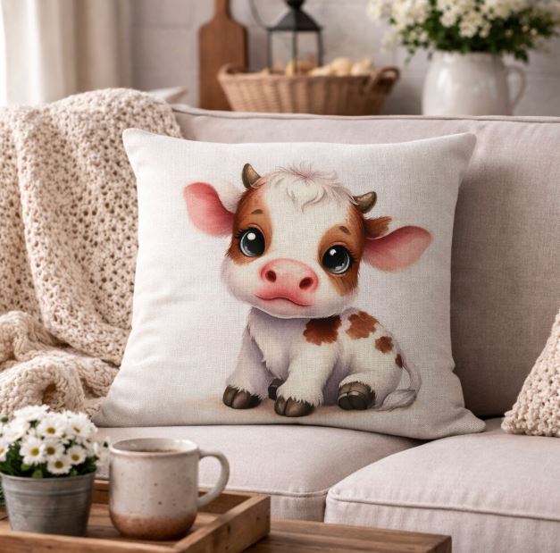 Dieren kussenhoes schattige koetjes 45x45 cm | Kussenhoezenwinkel