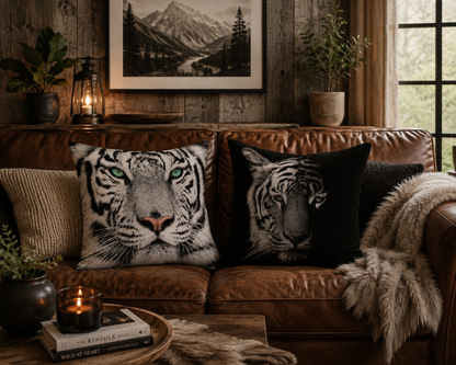 Dieren kussenhoes Tijger zwart-wit 45x45 cm | Kussenhoezenwinkel