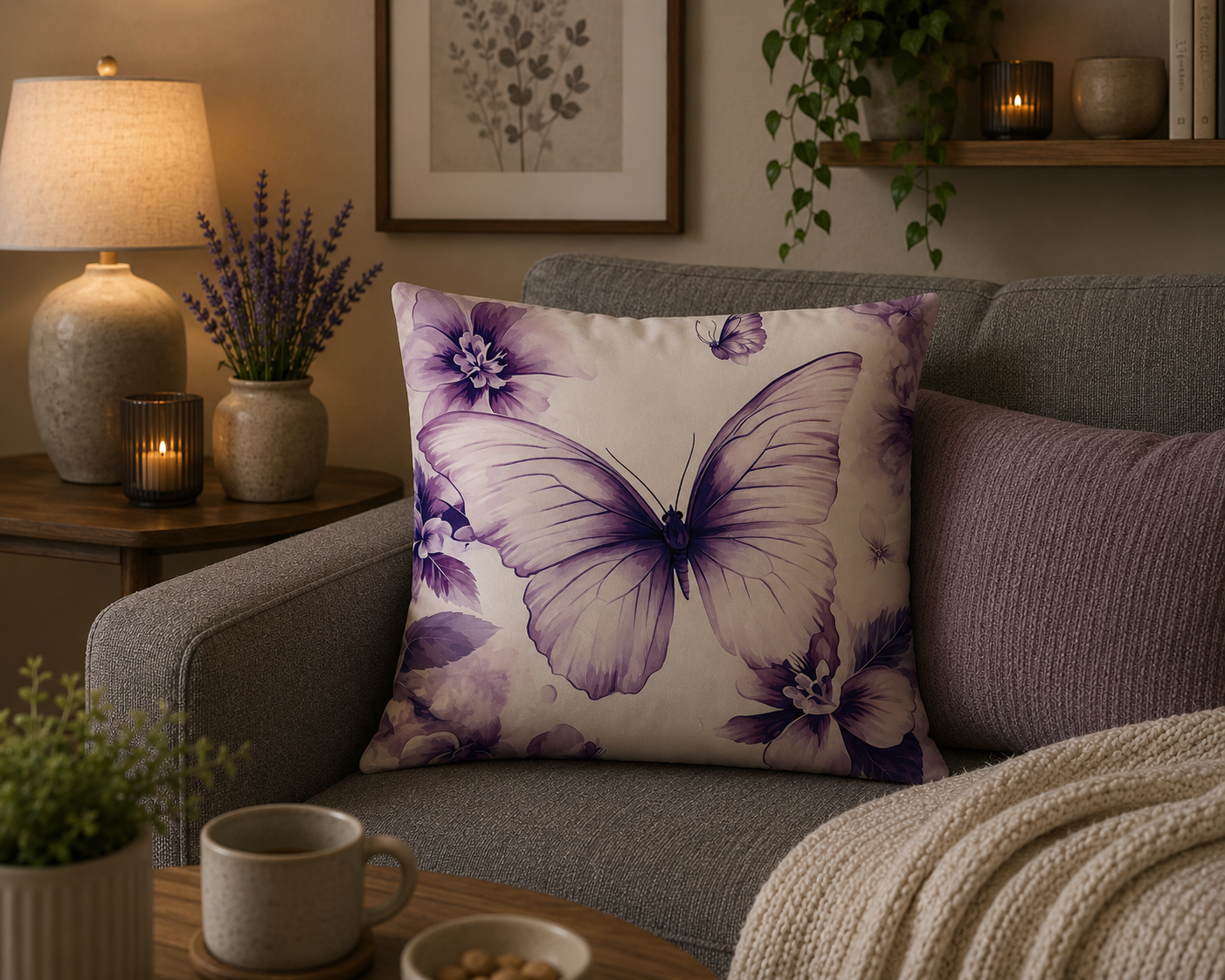 Paarse Vlinder Kussenhoes 45x45 cm | Kussenhoezenwinkel