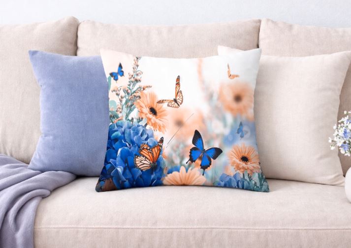 Kussenhoes Vlinders & Bloemen - 45x45 cm
