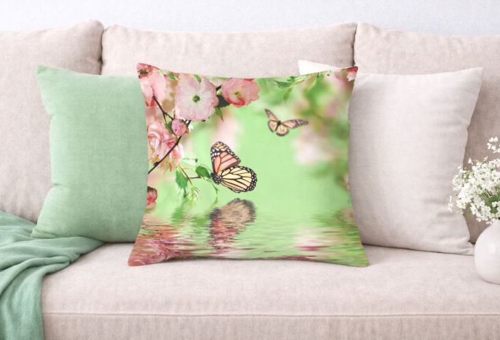 Kussenhoes Vlinders & Bloemen - 45x45 cm