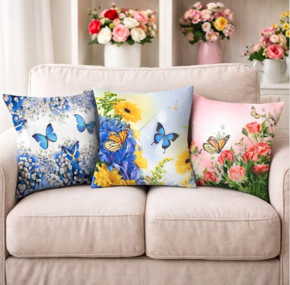 Kussenhoes Vlinders & Bloemen - 45x45 cm