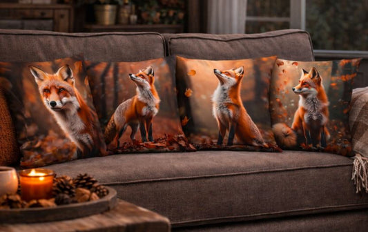 Kussenhoes vos in de herfst 45x45 cm | Kussenhoezenwinkel