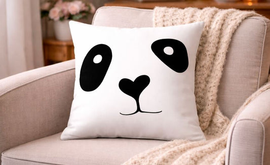 Kussenhoes pandabeer zwart-wit 45x45 cm | Kussenhoezenwinkel