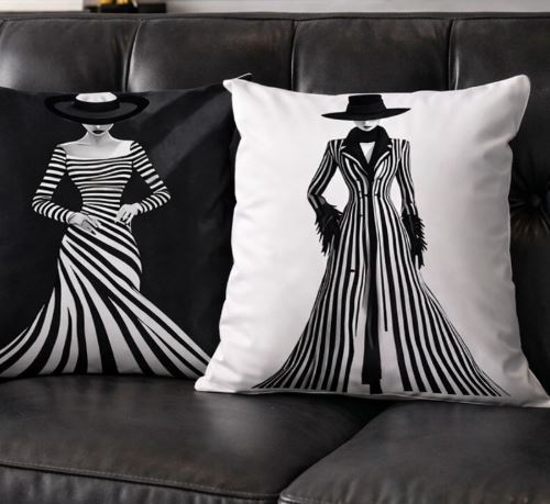 Fashion lady kussenhoes black & white 45x45 cm | Kussenhoezenwinkel
