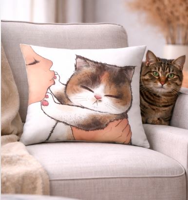 Don't kiss me! kussenhoes kat - kattenkussen
