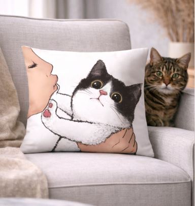 Don't kiss me! kussenhoes kat - kattenkussen