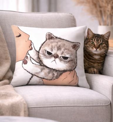 Don't kiss me! kussenhoes kat - kattenkussen