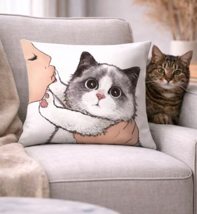 Don't kiss me! kussenhoes kat - kattenkussen