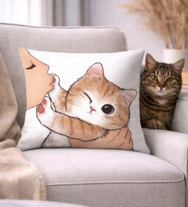 Don't kiss me! kussenhoes kat - kattenkussen