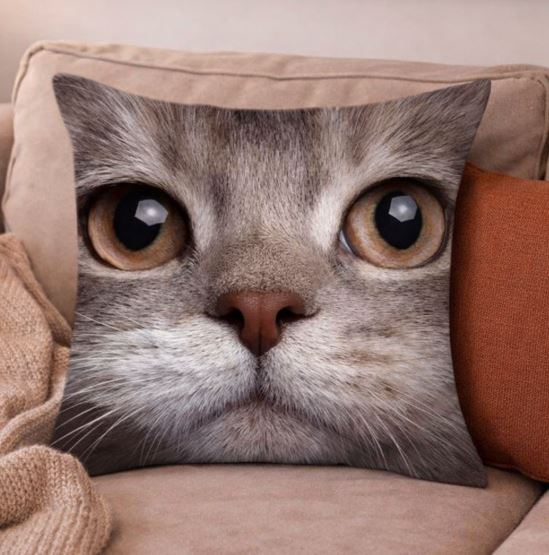 Kussenhoes kattenkop close-up print 45x45 cm | Kussenhoezenwinkel