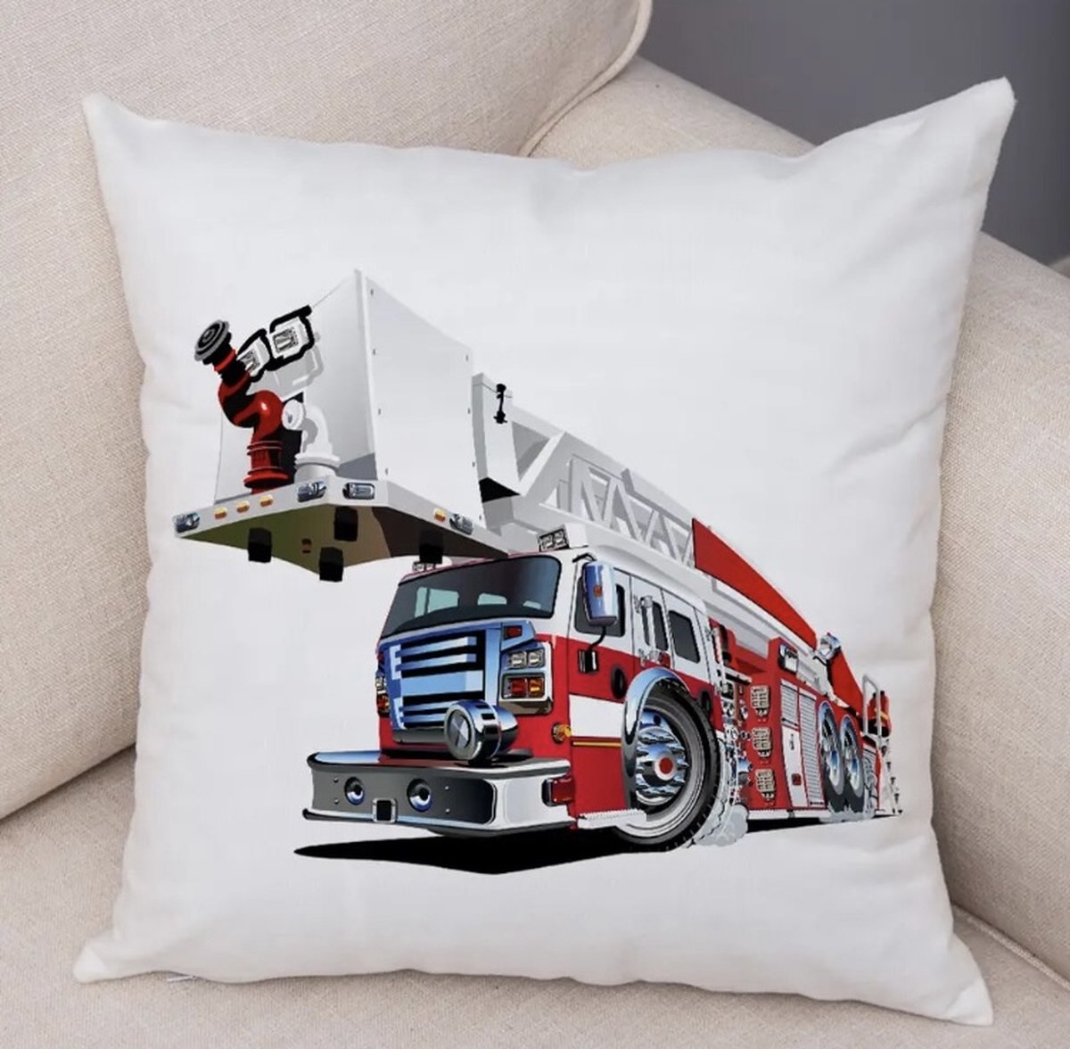Kussenhoes brandweerauto 45x45 cm | Kussenhoezenwinkel