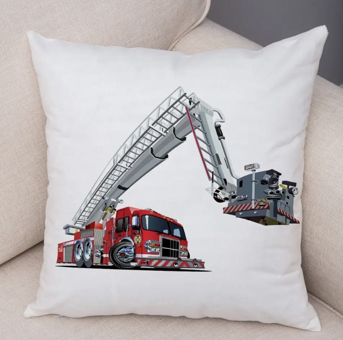Kussenhoes brandweerauto 45x45 cm | Kussenhoezenwinkel