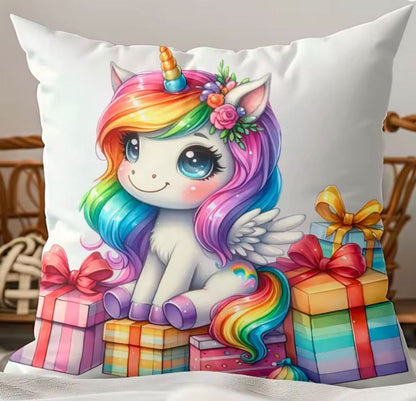 Kussenhoes regenboog eenhoorn 45x45 cm | Kussenhoezenwinkel