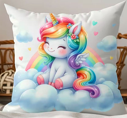 Kussenhoes regenboog eenhoorn 45x45 cm | Kussenhoezenwinkel