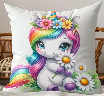 Kussenhoes regenboog eenhoorn 45x45 cm | Kussenhoezenwinkel