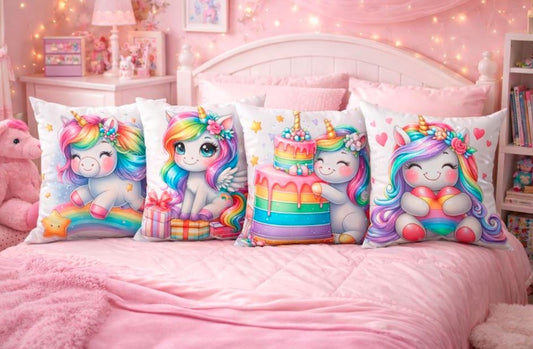 Kussenhoes regenboog eenhoorn 45x45 cm | Kussenhoezenwinkel