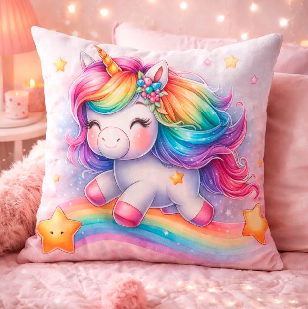 Luxe kussenhoes regenboog eenhoorn 45x45 cm | Kussenhoezenwinkel