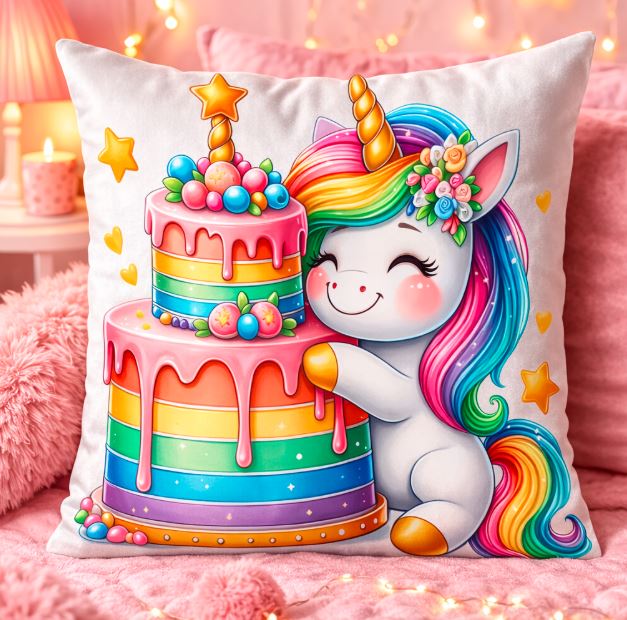 Luxe kussenhoes regenboog eenhoorn 45x45 cm | Kussenhoezenwinkel