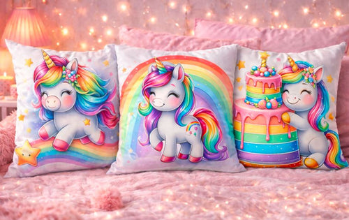 Luxe kussenhoes regenboog eenhoorn 45x45 cm | Kussenhoezenwinkel