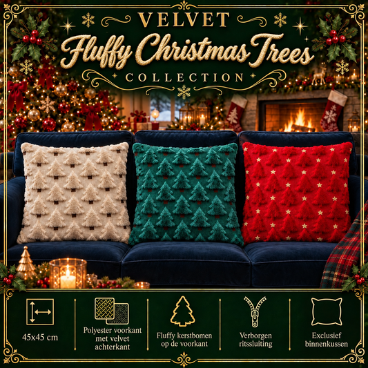 Velvet Fluffy Christmas Trees Collection | Kussenhoezenwinkel