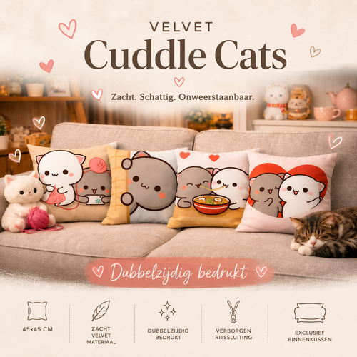 Velvet Cuddle Cats Collection | Kussenhoezenwinkel
