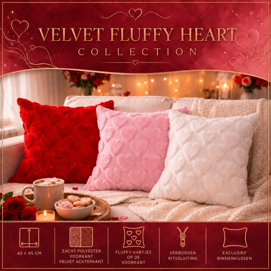 Velvet Fluffy Heart Collection – 45x45 cm