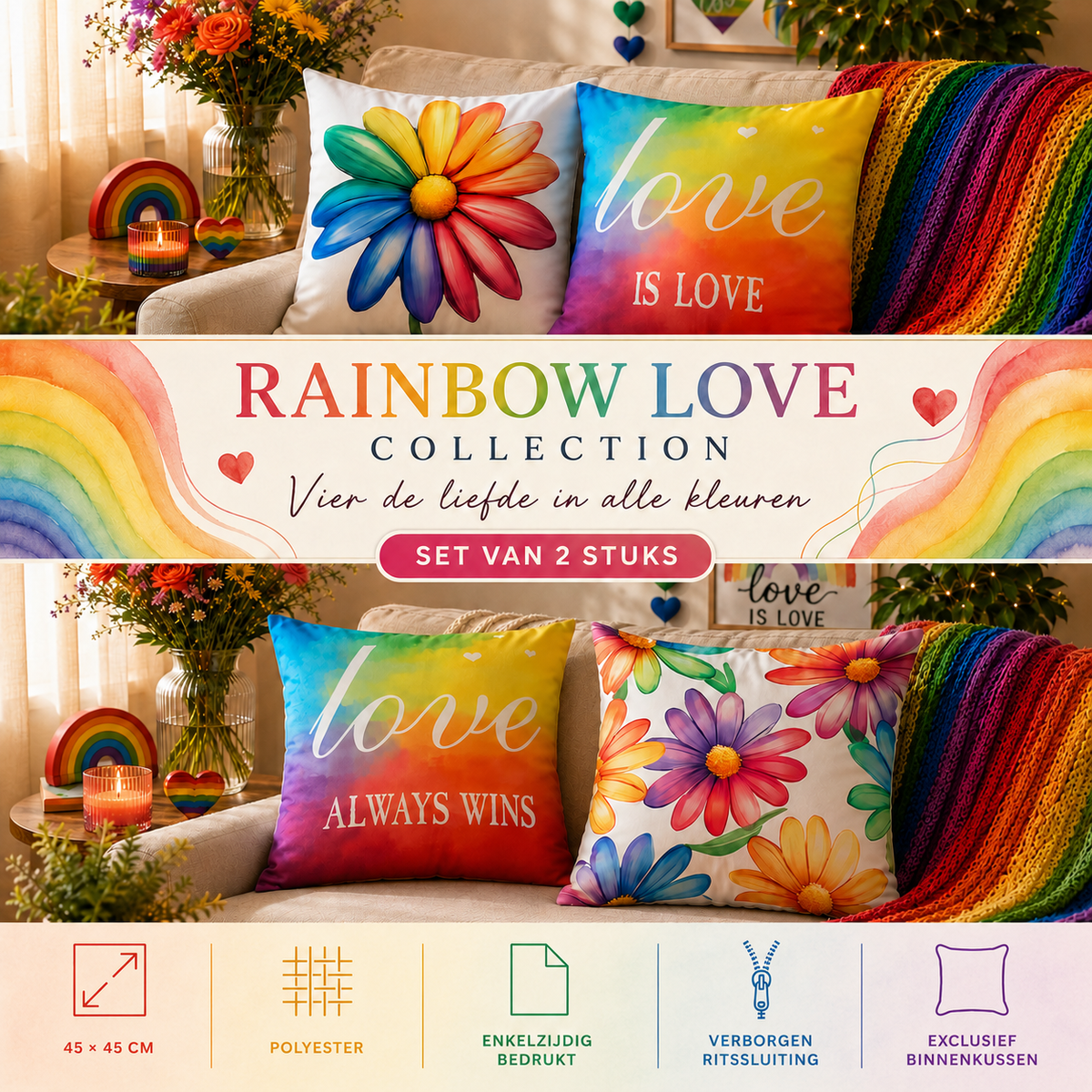 Rainbow Love Collection | Kussenhoezenwinkel