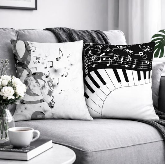 Kussenhoes muzieknoten 45x45 cm | Kussenhoezenwinkel