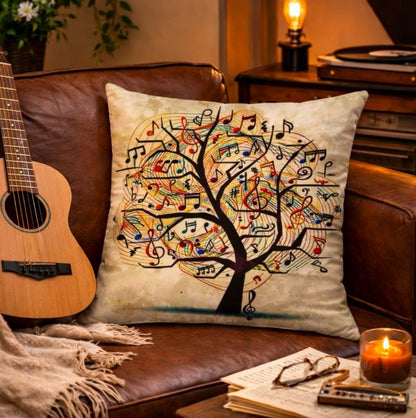 Kussenhoes muziek retro vintage style 45x45 cm | Kussenhoezenwinkel