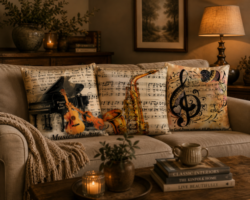 Kussenhoes Muziek Retro Vintage Velvet Dubbelzijdig 45x45 cm | Kussenhoezenwinkel