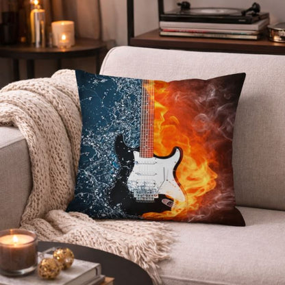 Luxe kussenhoes water & vuur met muziek element 45x45 cm | Kussenhoezenwinkel