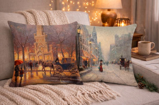 Kussenhoes Stadsaanzicht Olieverf 45x45 cm | Kussenhoezenwinkel