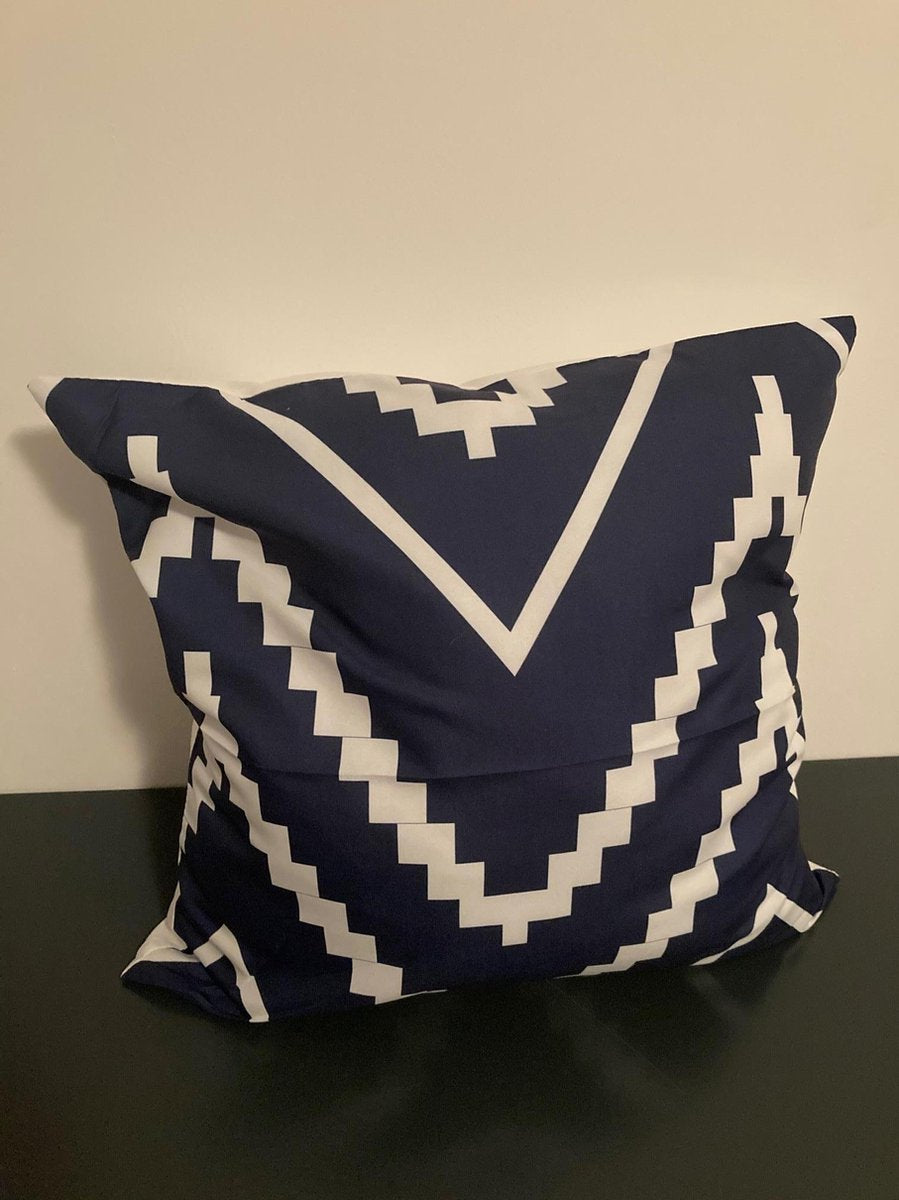 Kussenhoes Dark Blue-White - Donkerblauw-Wit