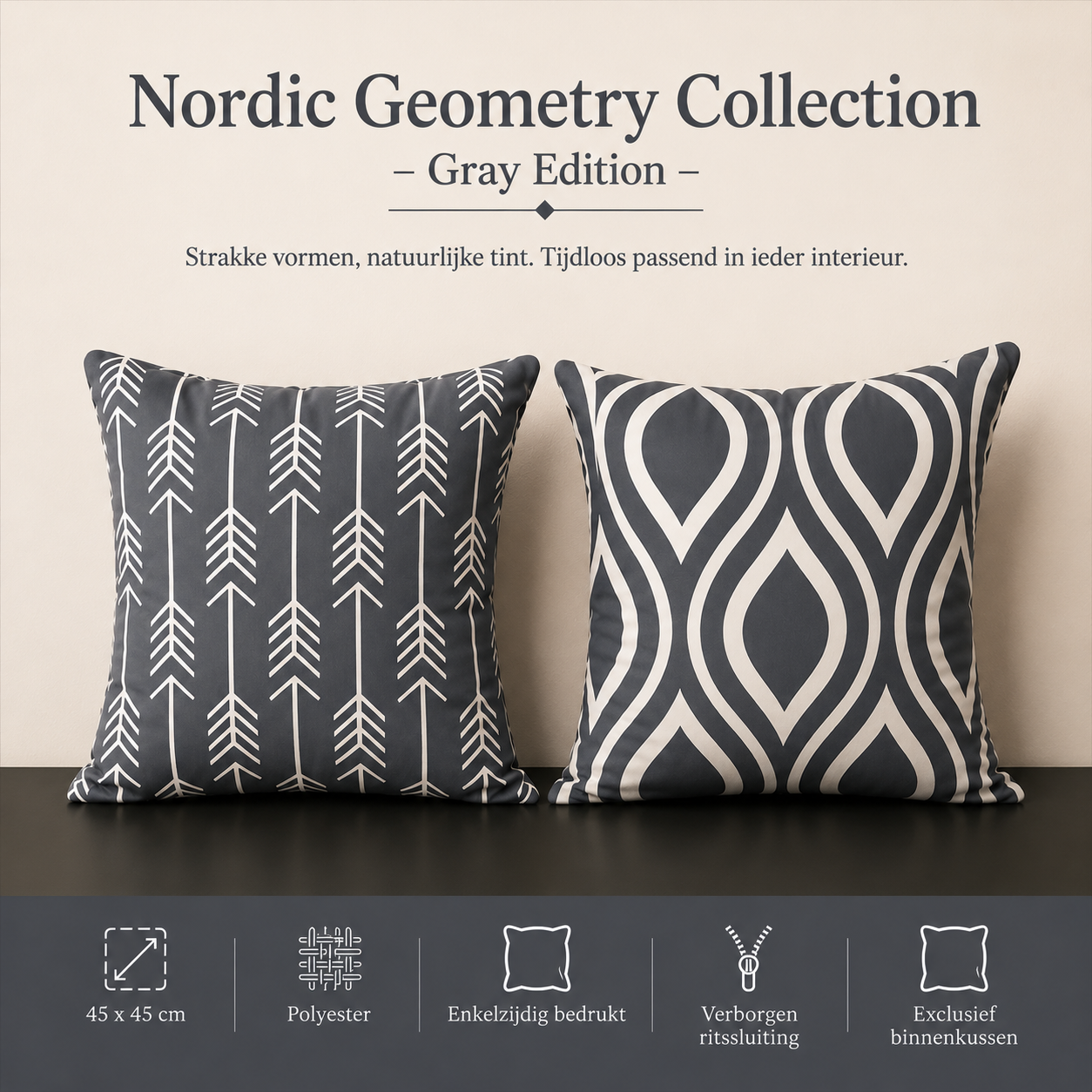 Nordic Geometry Collection – Gray Edition | Kussenhoezenwinkel