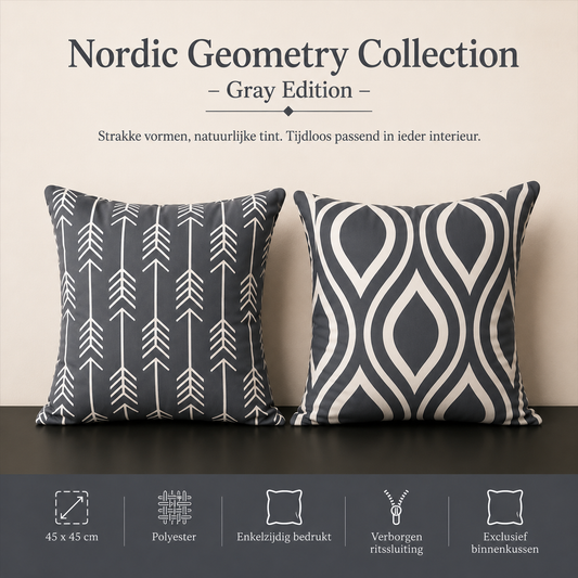 Nordic Geometry Collection – Gray Edition | Kussenhoezenwinkel